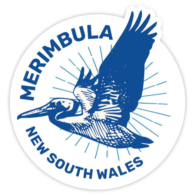 Merimbula, NSW Australia Sticker (Merimbula, New South Wales Australia Round Pelican Sticker)