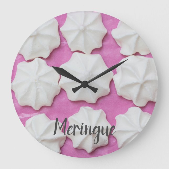 Meringues on pink paper gift large clock (Front)