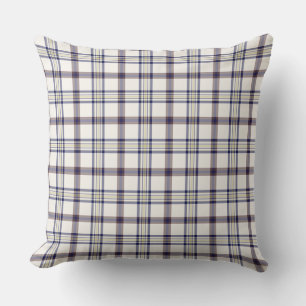 Merino White and Blue Zodiac Plaid Cushion
