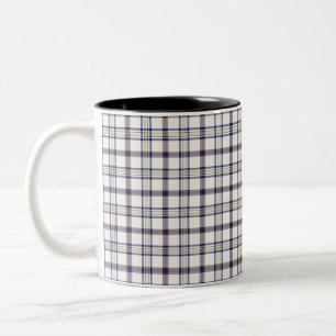 Merino White and Blue Zodiac Plaid Two-Tone Coffee Mug