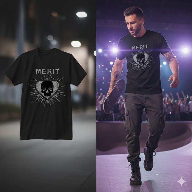 Merit Skull Heart Grunge Graphic T-Shirt (Creator Uploaded)