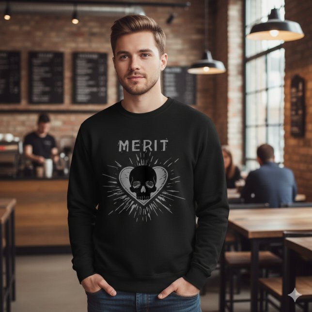 Merit Skull Heart Grunge Graphic T-Shirt Sweatshirt (Creator Uploaded)