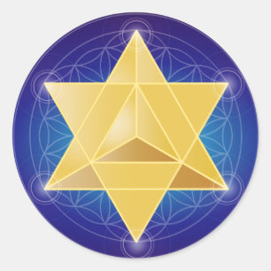 Merkaba with Flower of Life Classic Round Sticker
