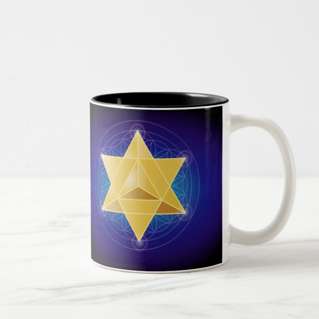 Merkaba with Flower of Life Two-Tone Coffee Mug (Right)