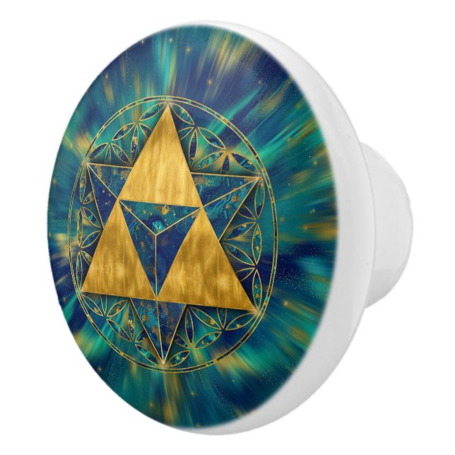 Merkabah in Flower of life Ceramic Knob (Right)