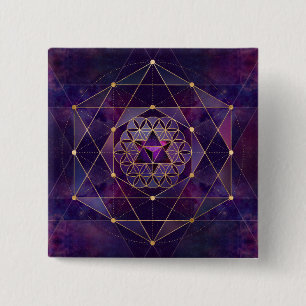 Merkabah in flower of life - Sacred Geometry 15 Cm Square Badge