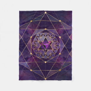 Merkabah in flower of life - Sacred Geometry Fleece Blanket