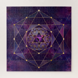 Merkabah in flower of life - Sacred Geometry Jigsaw Puzzle