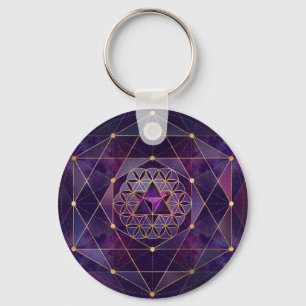 Merkabah in flower of life - Sacred Geometry Key Ring