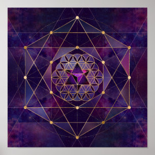 Merkabah in flower of life - Sacred Geometry Poster