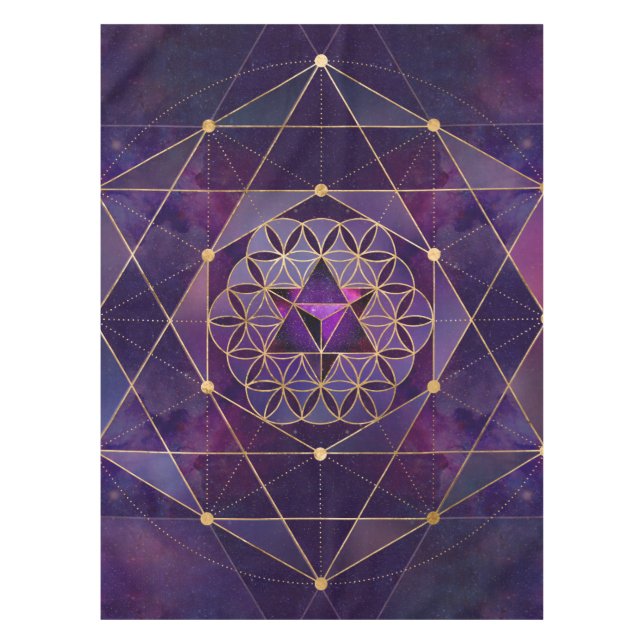 Merkabah in flower of life - Sacred Geometry Tablecloth (Front)