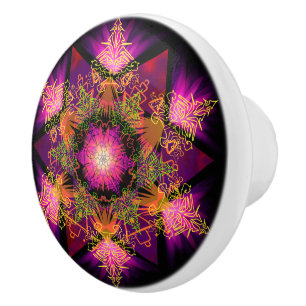 Merkabah Mandala Pattern Ceramic Knob