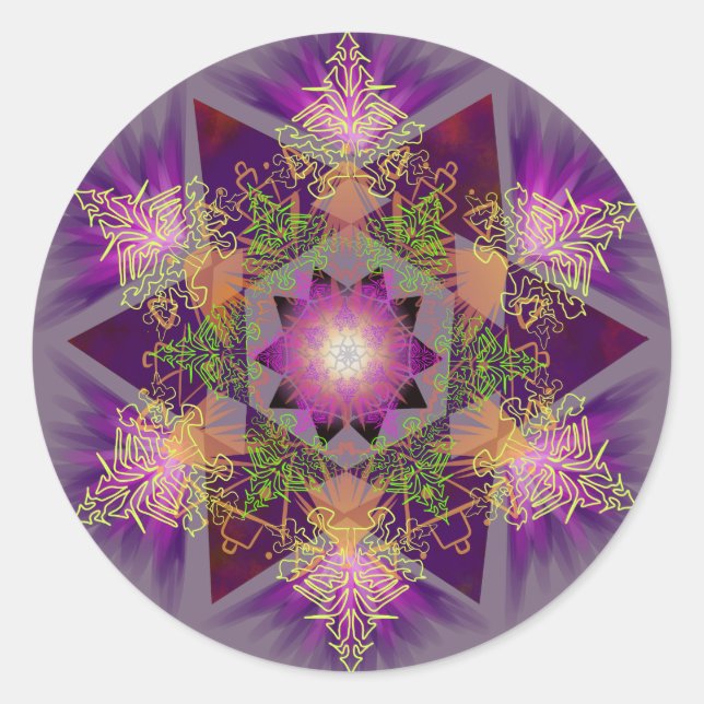 Merkabah Mandala Pattern Classic Round Sticker (Front)