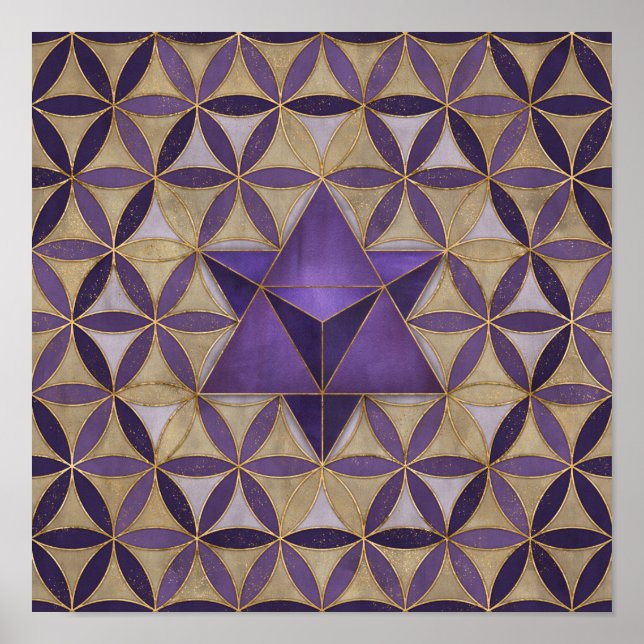 Merkabah on Flower of life pattern Poster (Front)