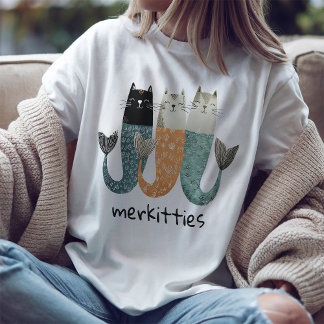 Merkitties Cute Cat Mermaid T-Shirt