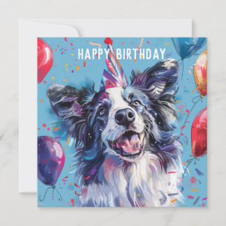 Merle Border Collie Birthday card