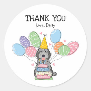 Merle Cockapoo Cavapoo Birthday Favour Tags Sticke