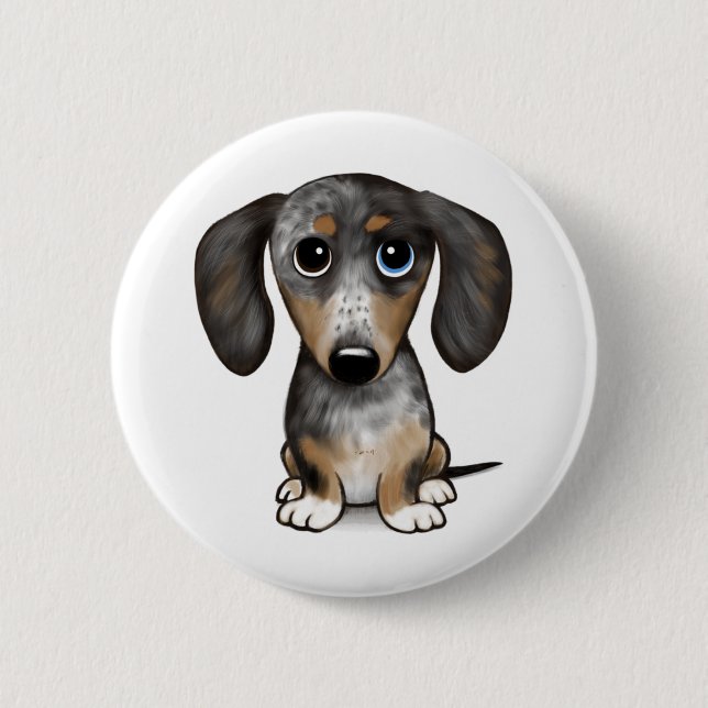 Merle Dapple Dachshund Cute Wiener Dog   6 Cm Round Badge (Front)