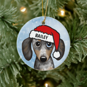 Merle Dapple Dachshund Personalized Name Metal Orn Ceramic Ornament