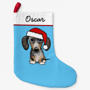 Merle Dapple Dachshund Santa Cute Dog Small Christmas Stocking