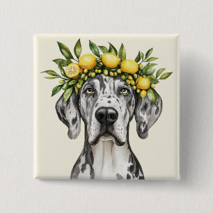Merle Great Dane Dog Lemon Crown 15 Cm Square Badge