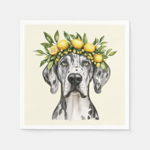 Merle Great Dane Dog Lemon Crown Napkin