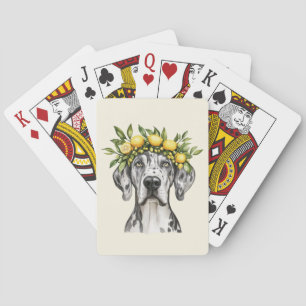 Merle Great Dane Dog Lemon Crown Playing Cards