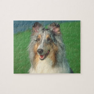 Merle Rough Coat Collie Dog Puzzle