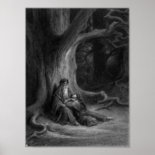 Merlin and Vivien by Gustave Doré 1868 Poster
