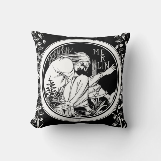 Merlin Art Nouveau fantasy Cushion (Front)