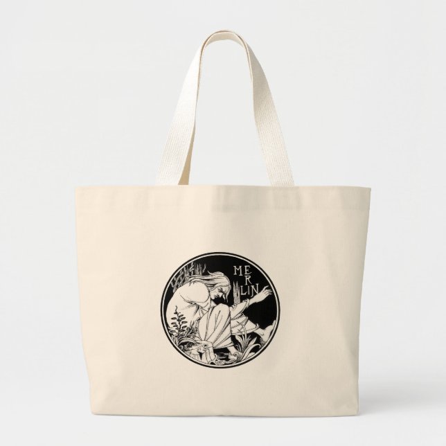 Merlin Art Nouveau fantasy Large Tote Bag (Front)