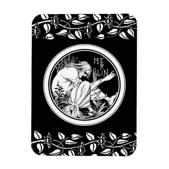 Merlin Art Nouveau fantasy Magnet (Vertical)
