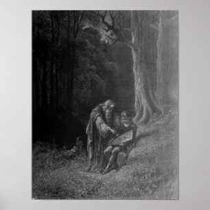 Merlin teaching young Arthur Poster