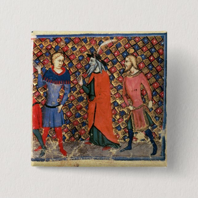 Merlin tutoring Arthur 15 Cm Square Badge (Front)