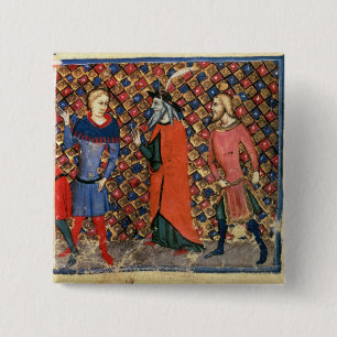 Merlin tutoring Arthur 15 Cm Square Badge