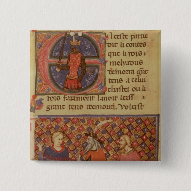 Merlin tutoring Arthur 15 Cm Square Badge (Front)