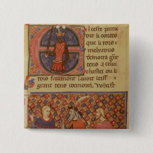 Merlin tutoring Arthur 15 Cm Square Badge