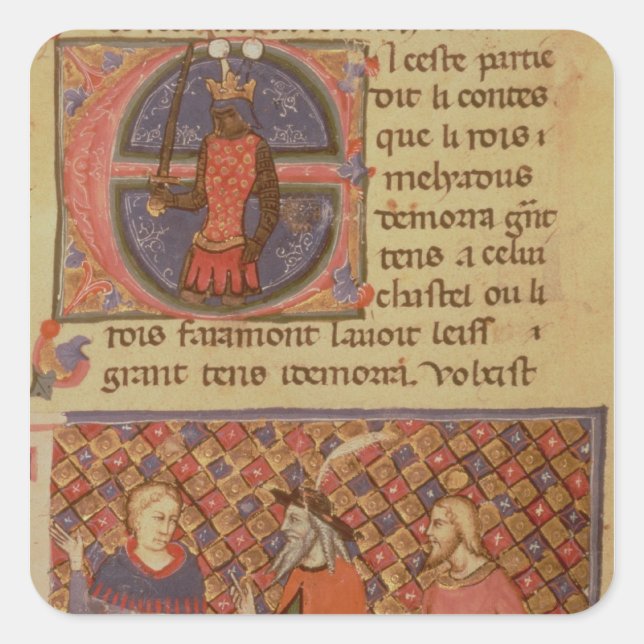 Merlin tutoring Arthur Square Sticker (Front)