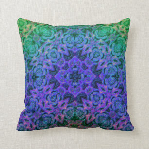 Merlin's Underwater Cottage Garden Mandala Pillow