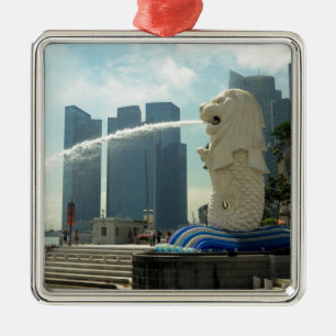 Merlion Sculpture Singapore Metal Tree Decoration