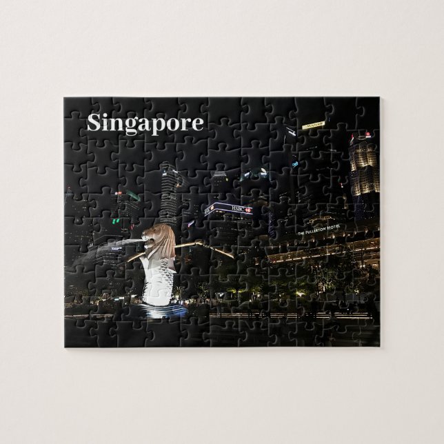 Merlion & Singapore Skyline #1 Jigsaw Puzzle (Horizontal)