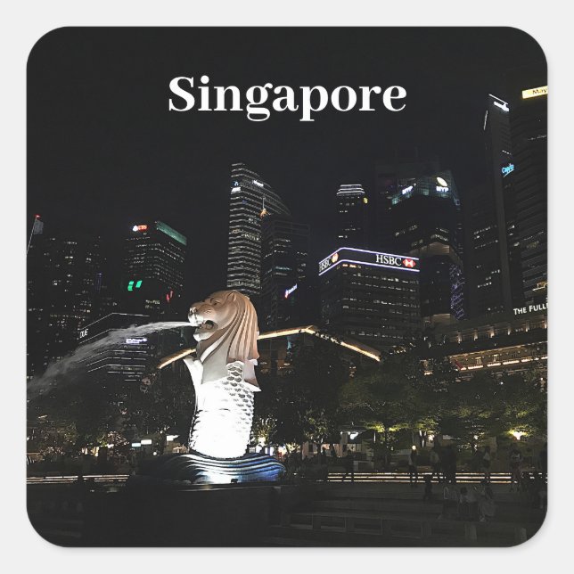Merlion & Singapore Skyline #1 Stickers (Front)