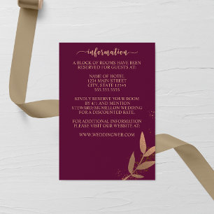 Merlot and Bronze Fall Leaf Wedding Enclosure Card