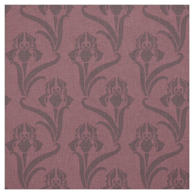 Merlot Art Nouveau Iris Fabric (Swatch)