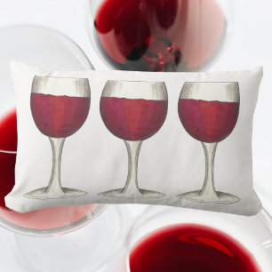 Merlot Cabernet Red Wine Glass Winery Vineyard Lumbar Cushion