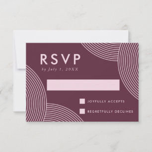 Merlot Geometric Swirl Wedding RSVP Card