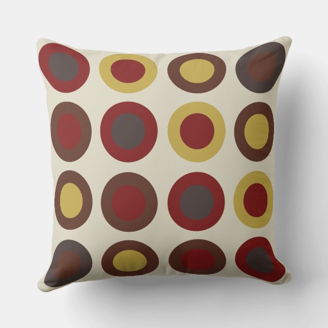 Merlot Gold Wood and Oak Circles Cushion (Back)