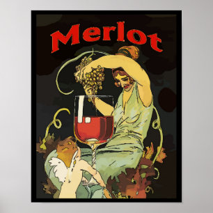 Merlot Grapes, Wine Poster