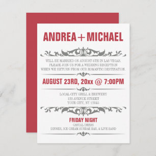 Merlot & Grey Wedding Reception ONLY Invitations
