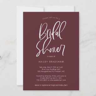 Merlot Modern Minimalist Bridal Shower Invitation
